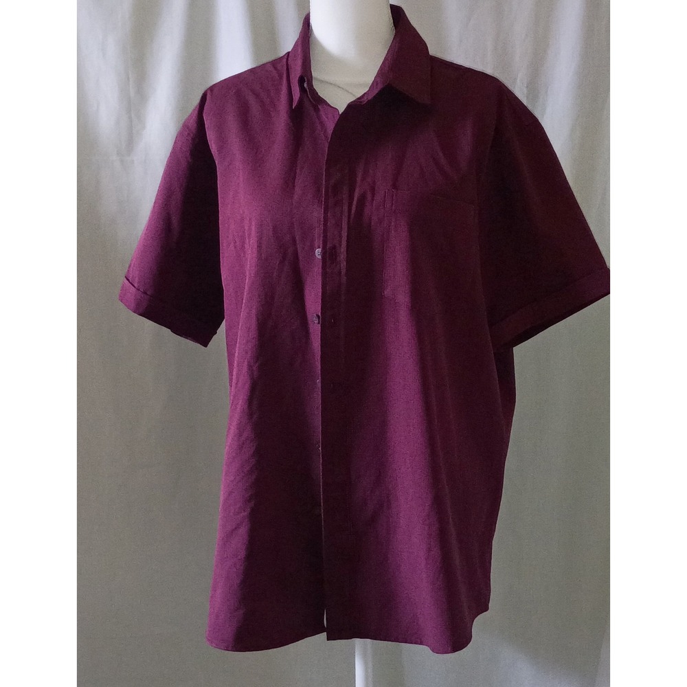 Corporate Techwear Gorpcore Maroon Mens XL Performance Short‎ Sleeve Button Down